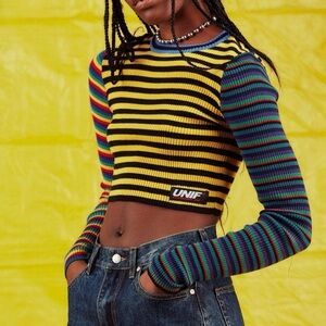 UNIF Rainbow Striped Crop Top